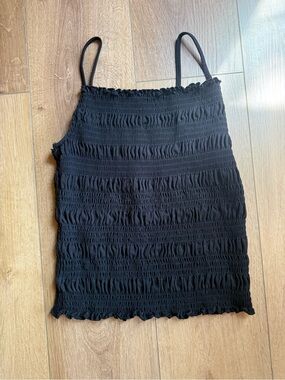 H&M Black Smocked Spaghetti Strap Tank Top